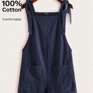 SHEIN Navy Cotton Overalls